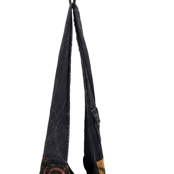 Handmade Black Patchwork Hobo Hippie Patchwork Crossbody Sling Bag Peace - Picture 8 of 10